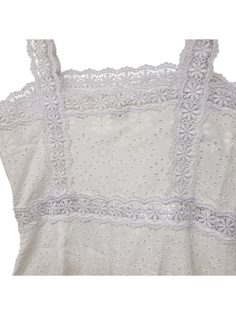 Charo Ruiz Zuma White Eyelet Lace Linen Embroidered Playsuit Romper Boho Beachy - Picture 10 of 14